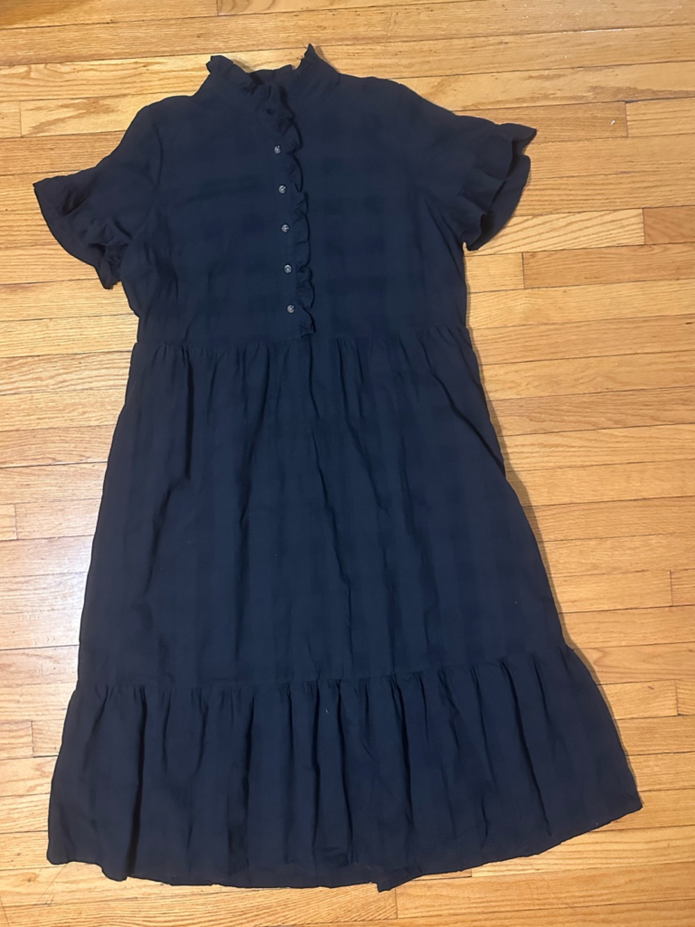 Who What Wear black Ruffle-Front Midi Dress